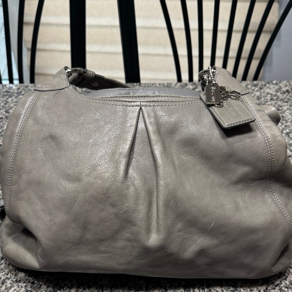 Coach Gray Leather Shoulder Bag